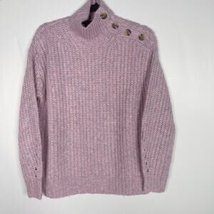 New J Crew Womens XS Purple Pink Alpaca Blend Turtleneck Sweater Shoulder Button